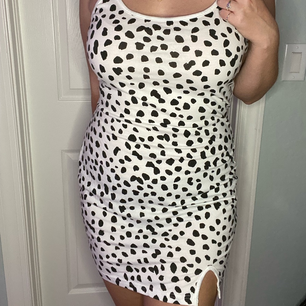 White and Black Polla Dot Dress